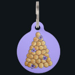 Croquembouche Choux Buns French Patisserie Cake Pet ID Tag<br><div class="desc">Design features an original marker illustration of a croquembouche, a traditional French wedding cake made with choux pastry buns (cream puffs), garnished with purple pansy flowers. Ideal for a wedding, bridal shower, or engagement party, or for the bride to be or bridal party. Don't see what you're looking for? Need...</div>