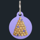 Croquembouche Choux Buns French Patisserie Cake Pet ID Tag<br><div class="desc">Design features an original marker illustration of a croquembouche, a traditional French wedding cake made with choux pastry buns (cream puffs), garnished with purple pansy flowers. Ideal for a wedding, bridal shower, or engagement party, or for the bride to be or bridal party. Don't see what you're looking for? Need...</div>