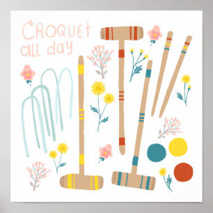 CROQUET ALL DAY Lawn Games Fun Cute Custom Poster