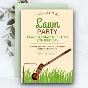 Croquet Backyard Game Lawn Birthday Party Invite