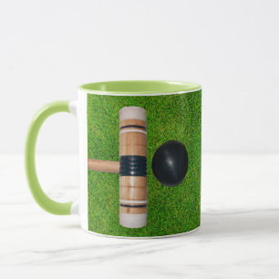 Croquet Ball, Mallet, Green Grass Mug