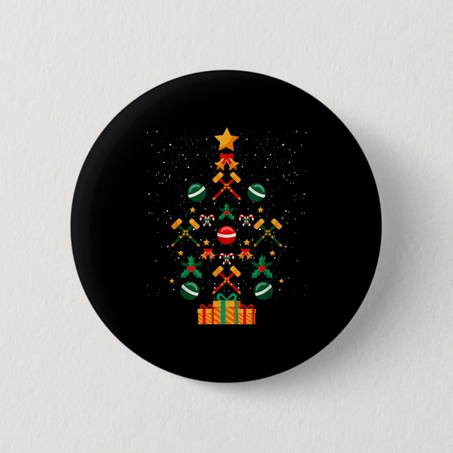 Croquet Christmas Tree Xmas  Button (Front)
