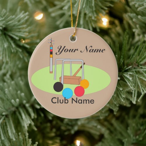 Croquet Club Player Team Ceramic Ornament