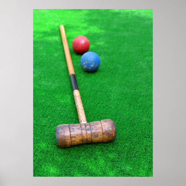 Croquet equipment on artificial grass poster (Front)