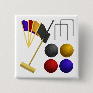 Croquet Equipment Set Mallet Balls Hoops Button
