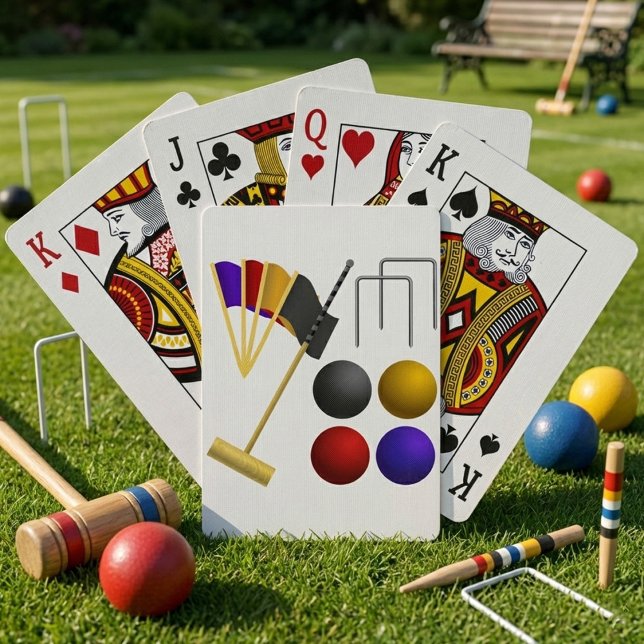 Croquet Equipment Set Mallet Balls Hoops Poker Cards (Creator Uploaded)