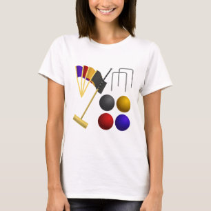 Croquet Equipment Set Mallet Balls Hoops T-Shirt