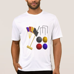 Croquet Equipment Set Mallet Balls Hoops T-Shirt