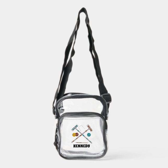 Croquet Game Set Personalized Clear Crossbody Bag (Front)