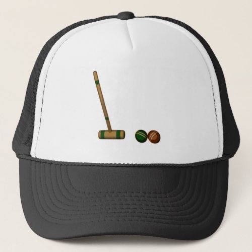 Croquet Mallet and Balls Trucker Hat