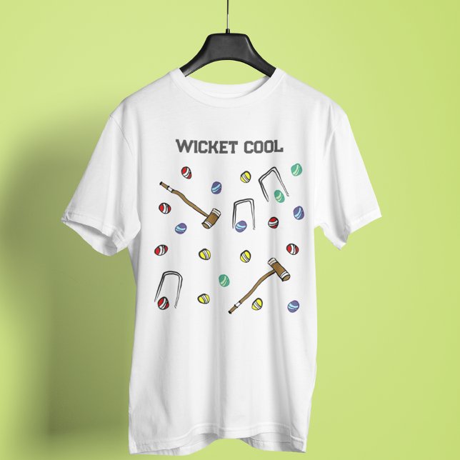 Croquet Pattern Wicket Cool Cute Hand-Illustrated T-Shirt (Hit the croquet field in style with this whimsical T-shirt!)