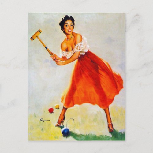 Croquet Pin Up Postcard