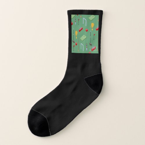 Croquet Set Ball Mallet Goal Win Pattern Socks