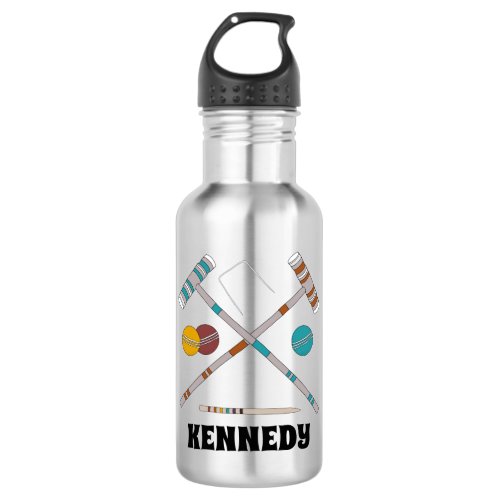 Croquet Set Lawn Game Personalized Stainless Steel Water Bottle