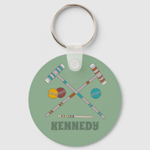 Croquet Set Lawn Games Jade Green Keychain