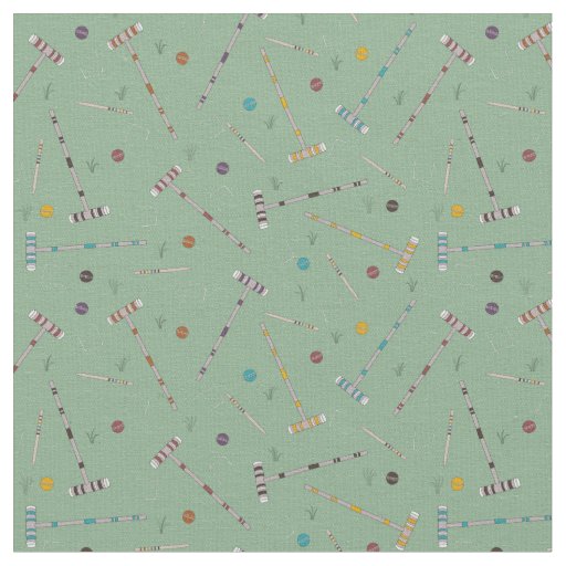 Croquet Set Lawn Games Jade Green Patterned Fabric