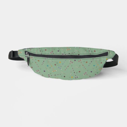 Croquet Set Lawn Games Jade Green Patterned Fanny Pack