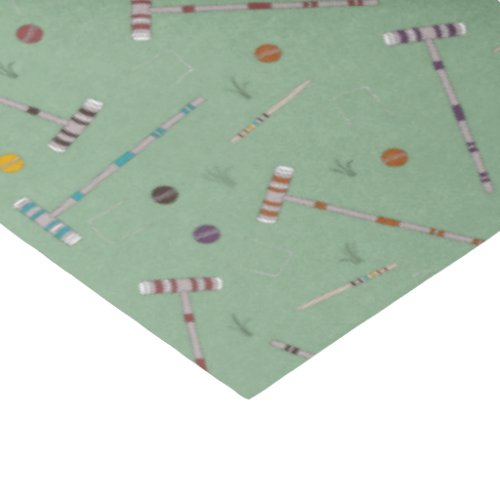 Croquet Set Lawn Games Jade Green Patterned Tissue Paper