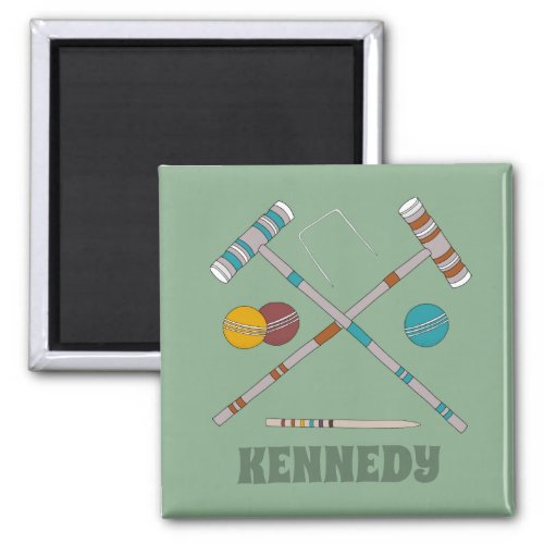 Croquet Set Lawn Games Jade Green Personalized Magnet