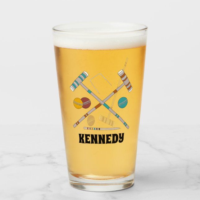 Croquet Set, Lawn Games Personalized Glass (Front Filled)