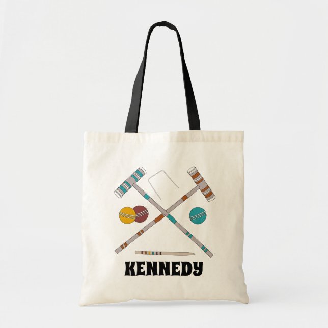 Croquet Set, Lawn Games Personalized Tote Bag (Front)