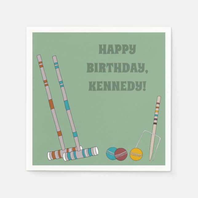 Croquet Set, Yard Game Custom Outdoor Party Napkins (Front)