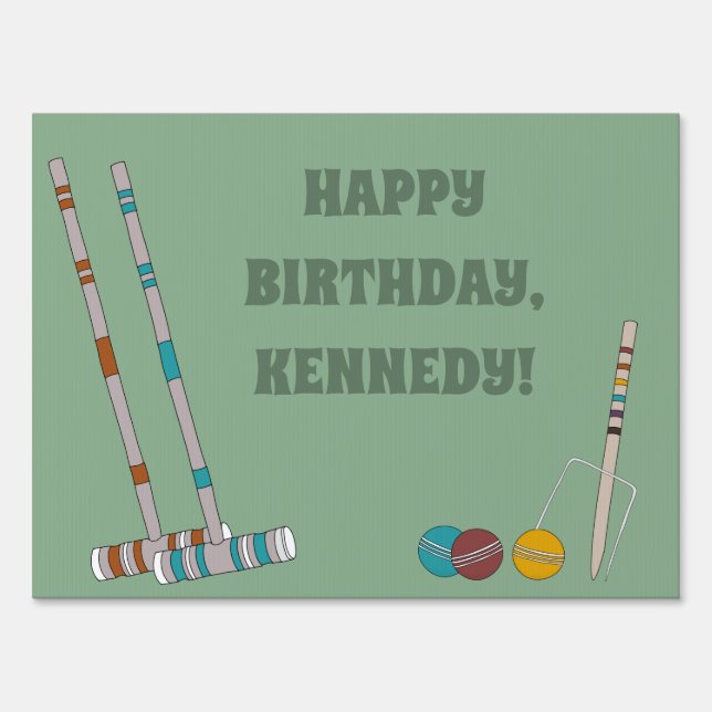 Croquet Set, Yard Game Custom Outdoor Party Sign (Front)