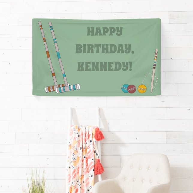 Croquet Set, Yard Game Custom Party Banner (Insitu)