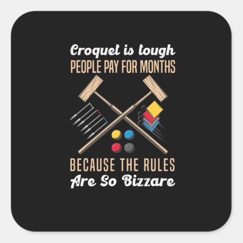 Croquet Sport Rich Rules Croquet Club Square Sticker