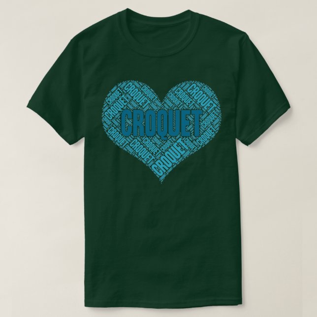 Croquet Sports Heart Hand Drawn Wordcloud  T-Shirt (Design Front)