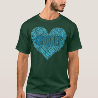 Croquet Sports Heart Hand Drawn Wordcloud  T-Shirt