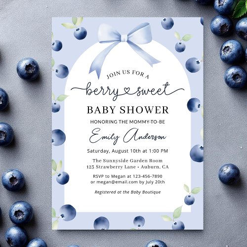 Berry Sweet Bow baby shower invitation