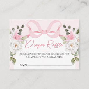 Croquette Pink Baby Shower Bow Diaper Raffle Card