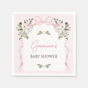 Croquette Pink Bow Arch Baby Shower Paper Napkins