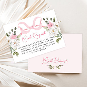 Croquette Pink Bow Baby Shower Book Request Card