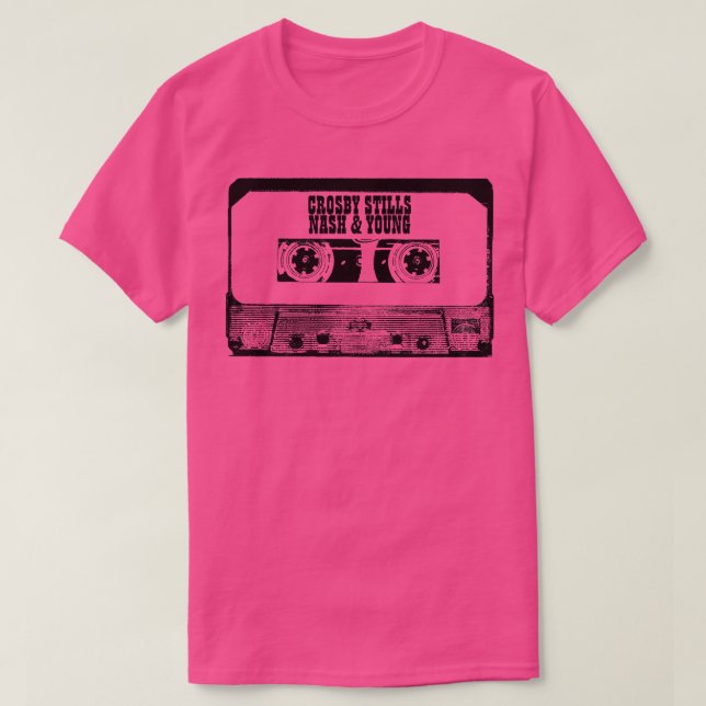 Crosby Stills Nash Young Cassette Tape T-Shirt (Design Front)