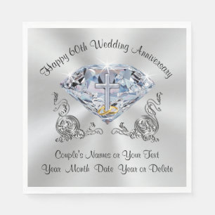 Cross 60th Anniversary Napkins Personalized