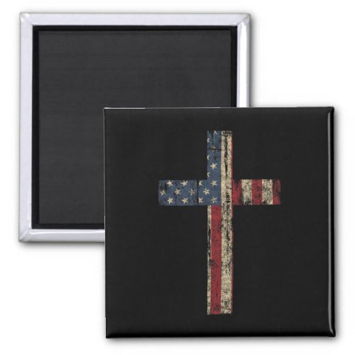 Cross _ American Flag Faith Us Independence Day  Magnet