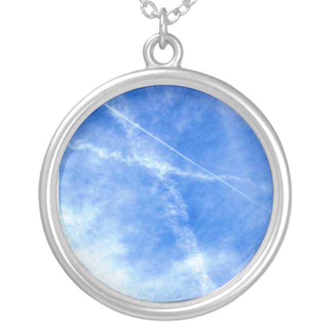 Cross Among Clouds Photo Silver Plated Necklace (Front)
