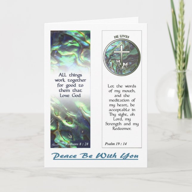 Cross and Abalone Scriptures Bookmarks NoteCard (Front)