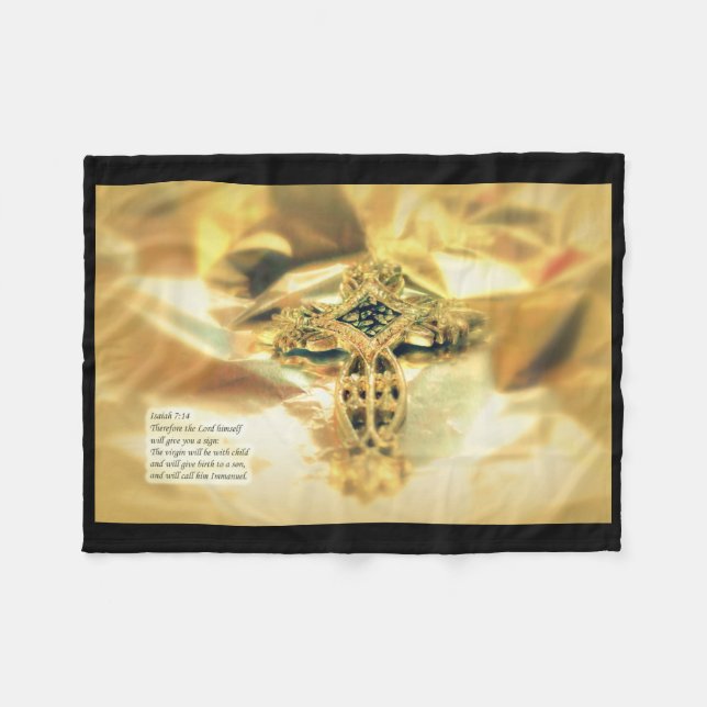 Cross and Bible Quote - Christianity Fleece Blanket (Front (Horizontal))