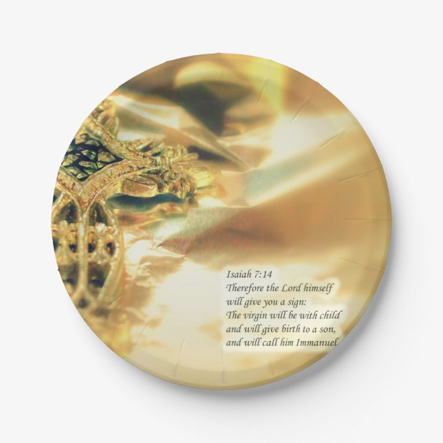 Cross and Bible Quote - Christianity Paper Plates (Front)