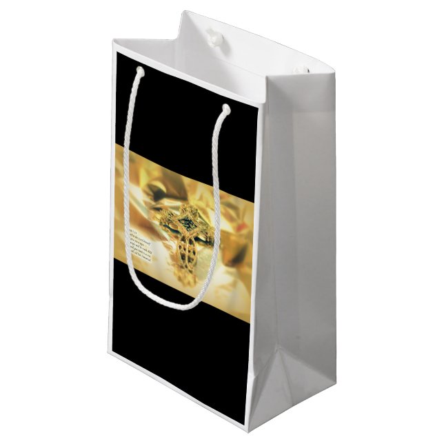 Cross and Bible Quote - Christianity Small Gift Bag (Front Angled)