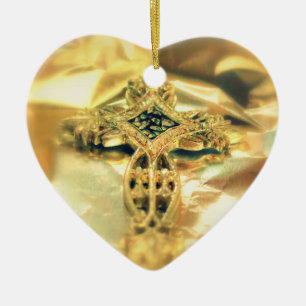Cross and Bible Quote - Christmas Ceramic Ornament