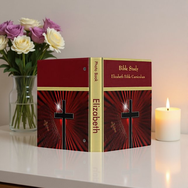 Cross And Bible Study Guide With Gold Texture Mini Binder (Creator Uploaded)