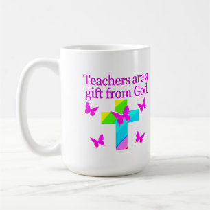 CROSS AND BUTTERFLY TEACHERS BLESSING DESIGN COFFEE MUG