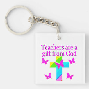 CROSS AND BUTTERFLY TEACHERS BLESSING DESIGN KEYCHAIN