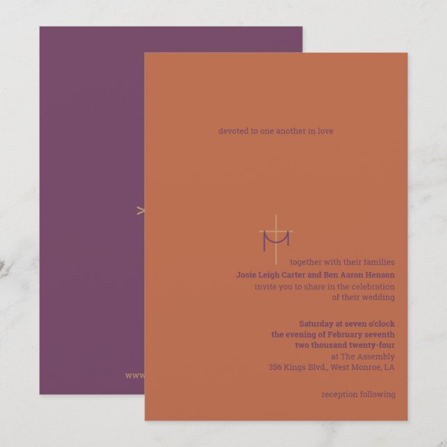 Cross and Cloth Wedding Invitation (Front/Back)