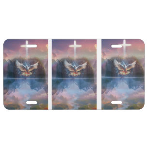 Cross and Dove License Plate