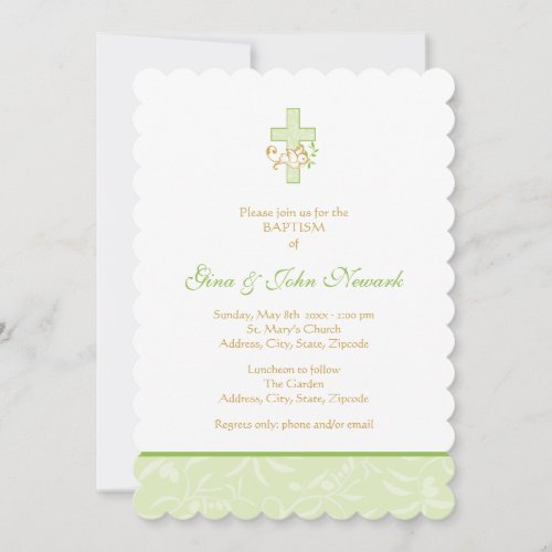 Cross and Dove  Neutral Baptism Invitation